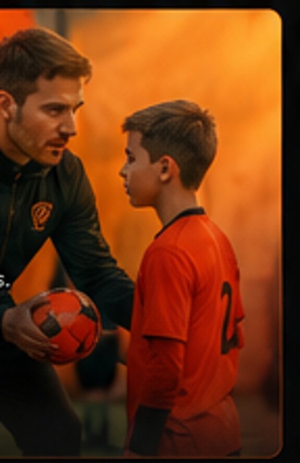 Entrenador hablando con un jugador joven