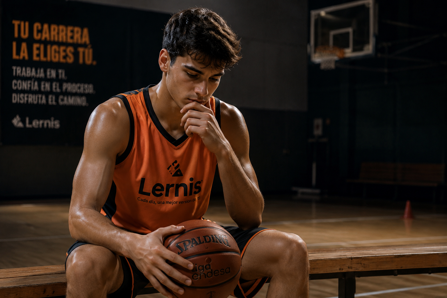 Deportista sentado reflexionando