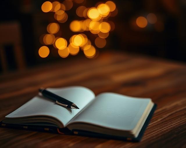 Libreta abierta con bolígrafo